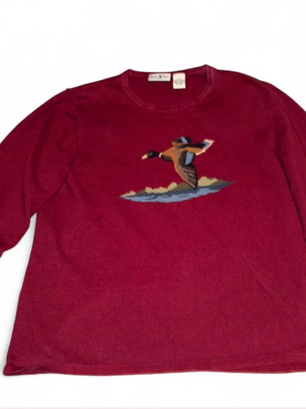 Duck Head red sweater with duck design Size L